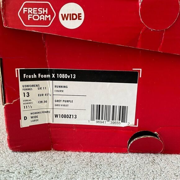 New Balance Shoes Womens 13 D Gray Purple 1080v13 Wide Running Sneakers W1080Z13 - Picture 8 of 12